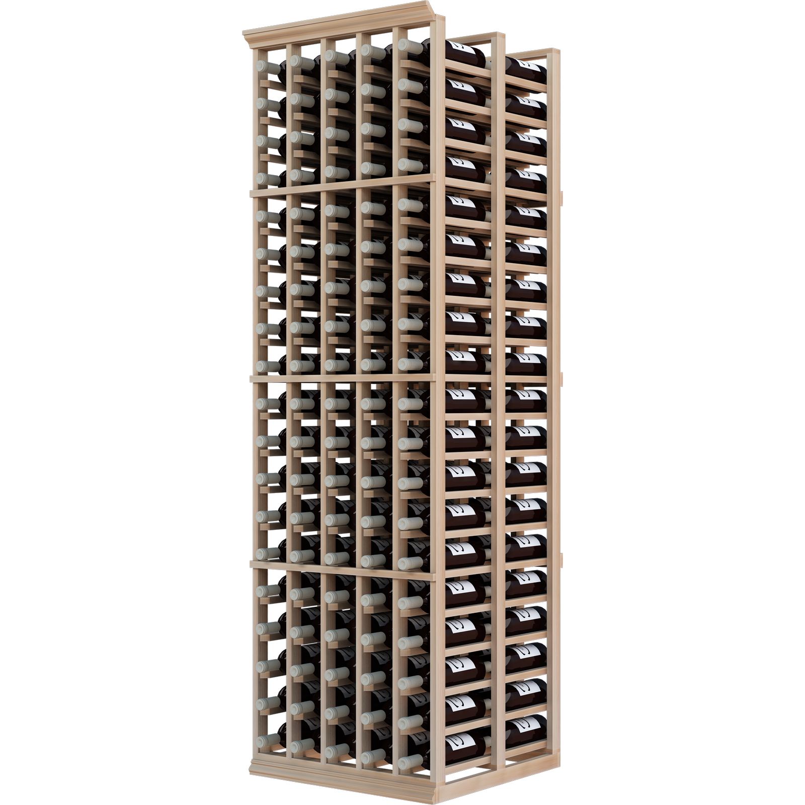 a wooden wine rack filled with many bottles of wine a wooden wine rack filled with many bottles of wine