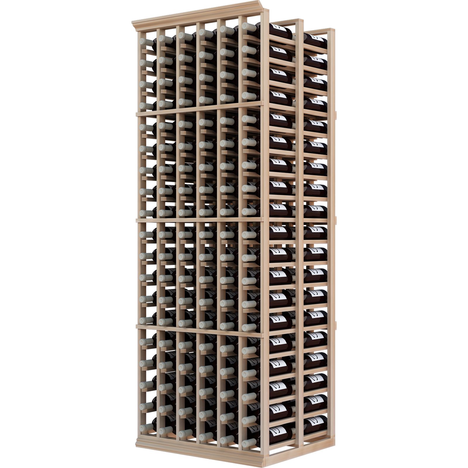 a wooden wine rack filled with many bottles of wine a wooden wine rack filled with many bottles of wine