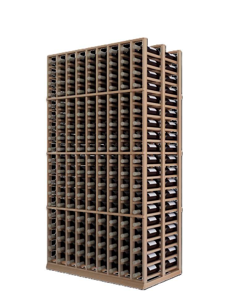 a wooden wine rack filled with many bottles of wine a wooden wine rack filled with many bottles of wine