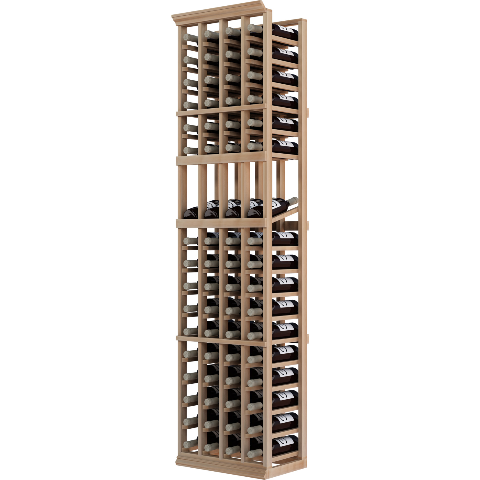 a wooden wine rack filled with bottles of wine a wooden wine rack filled with bottles of wine
