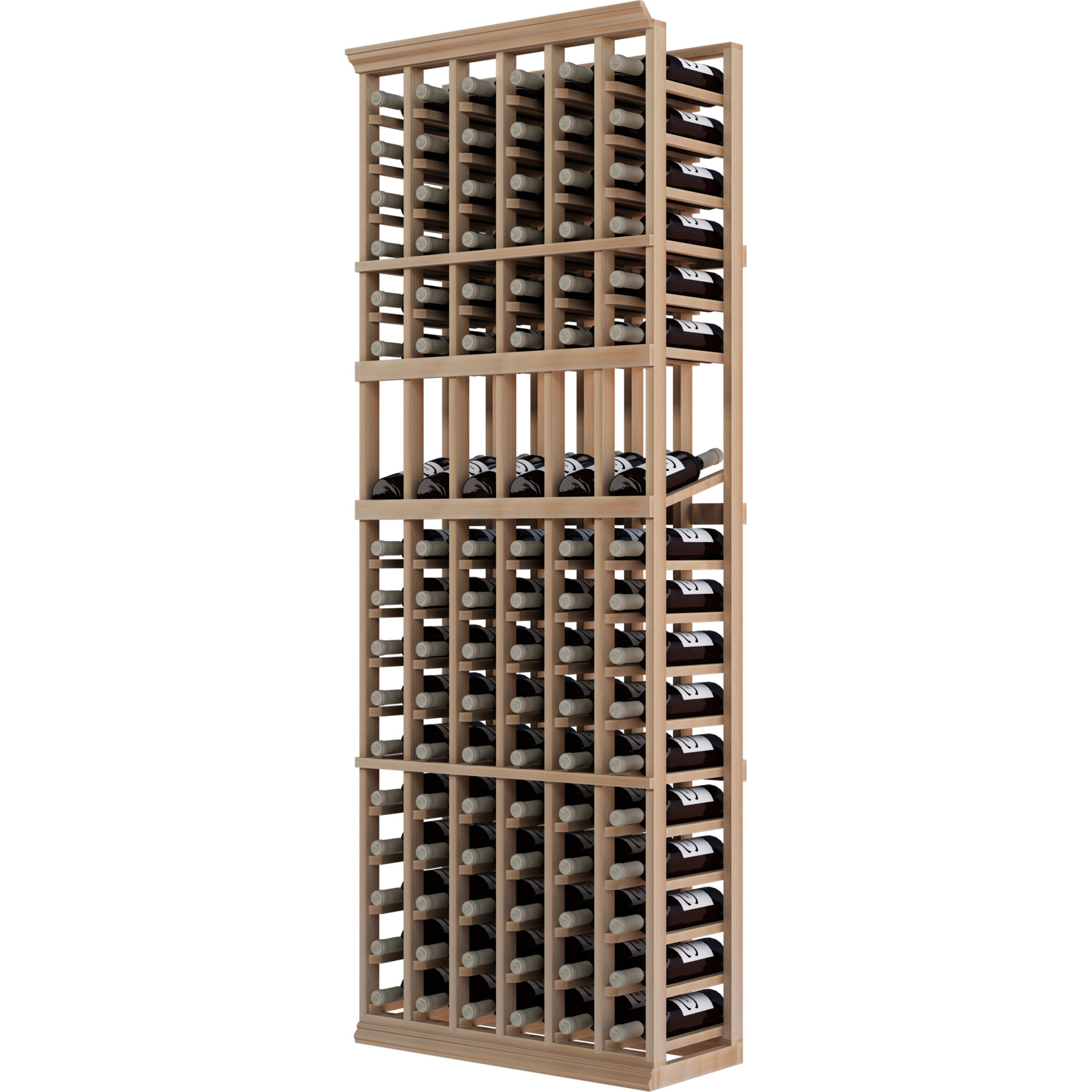 a wooden wine rack filled with many bottles of wine a wooden wine rack filled with many bottles of wine