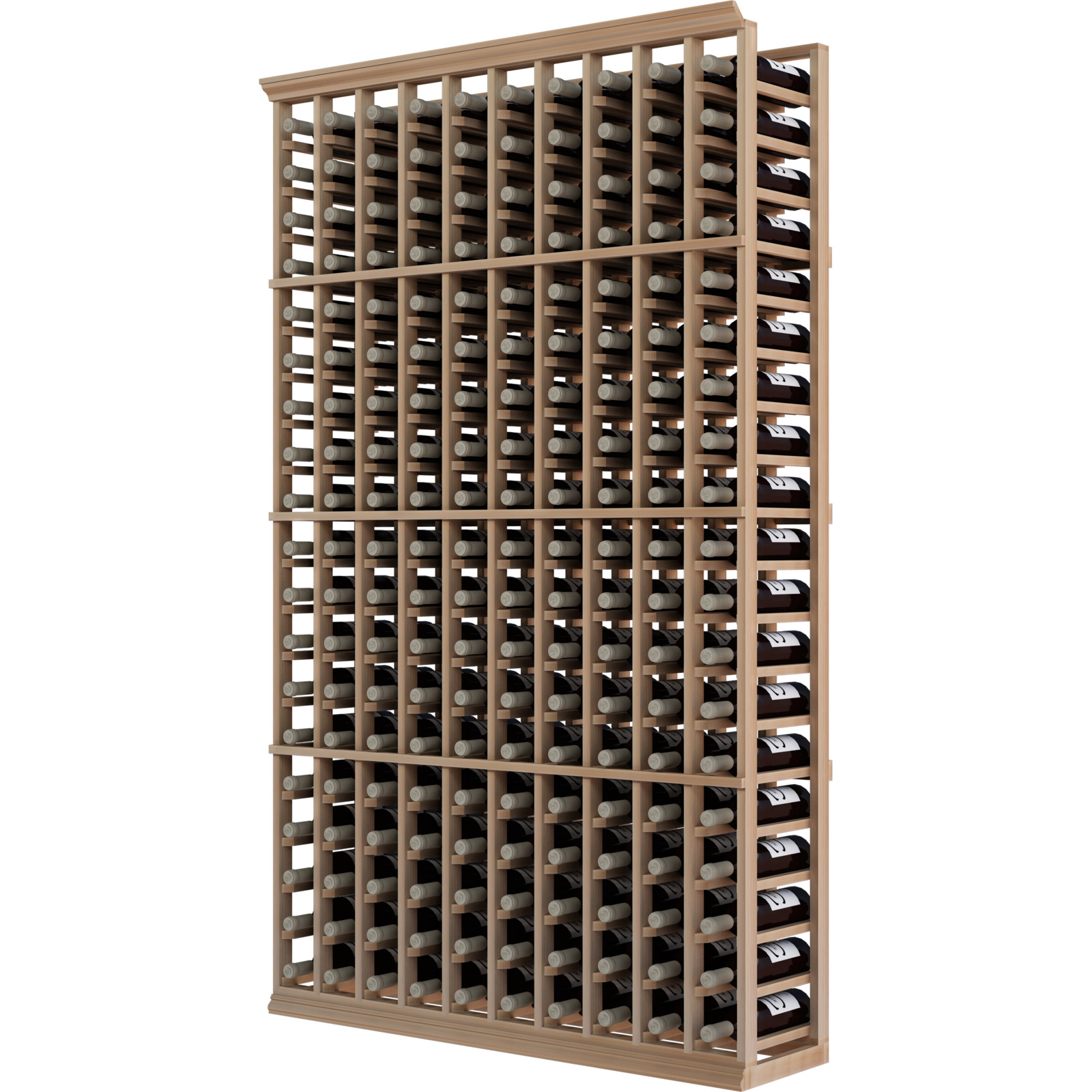 a wooden wine rack filled with many bottles of wine a wooden wine rack filled with many bottles of wine