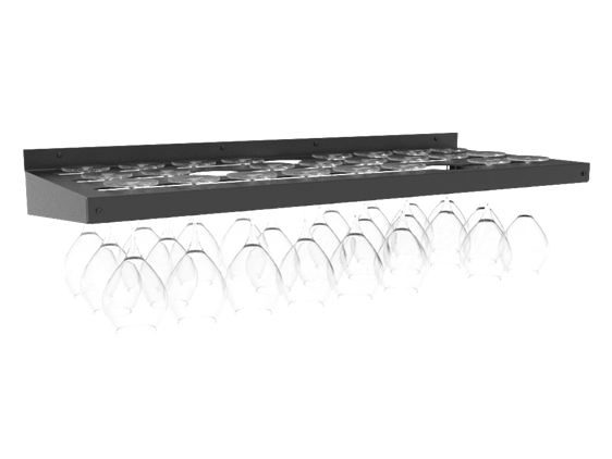 a shelf with a bunch of wine glasses on it a shelf with a bunch of wine glasses on it