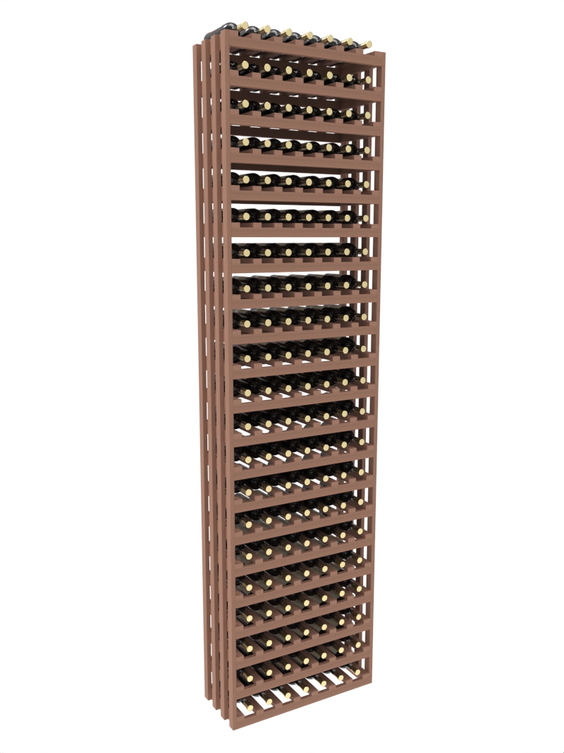 a row of wooden wine racks filled with bottles of wine a row of wooden wine racks filled with bottles of wine