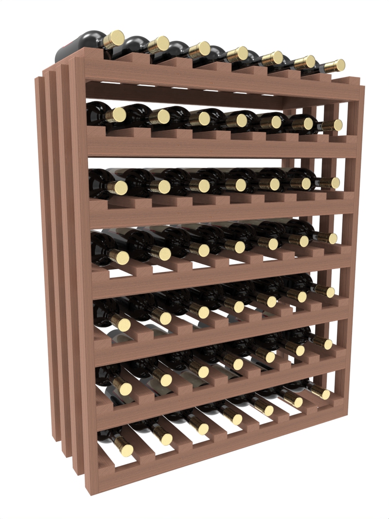 a row of wooden wine racks filled with bottles of wine a row of wooden wine racks filled with bottles of wine