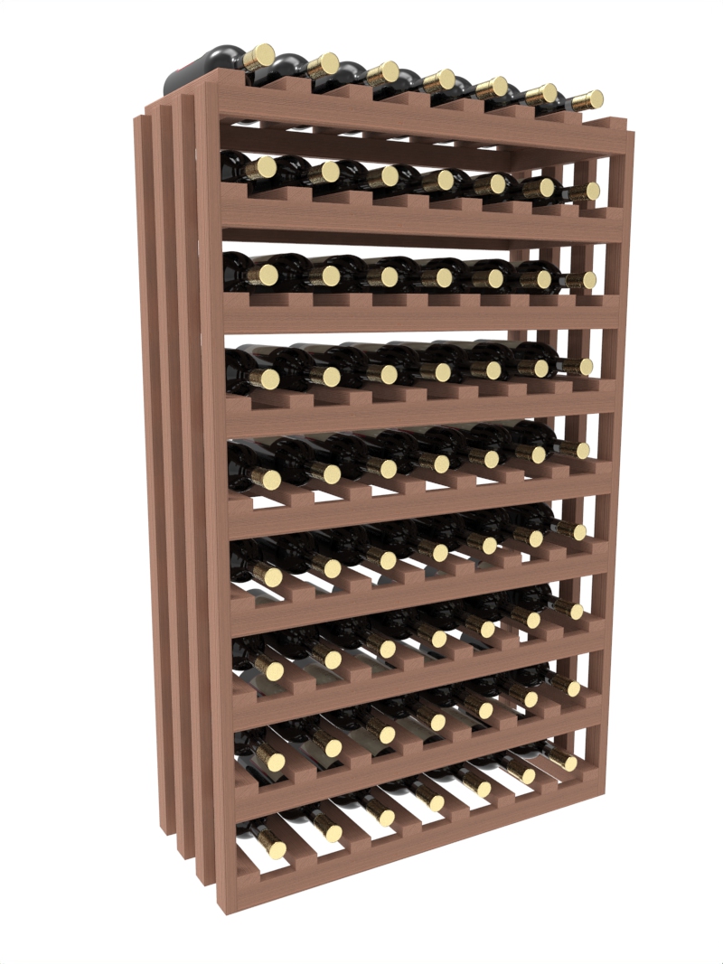 a row of wooden wine racks filled with bottles of wine a row of wooden wine racks filled with bottles of wine