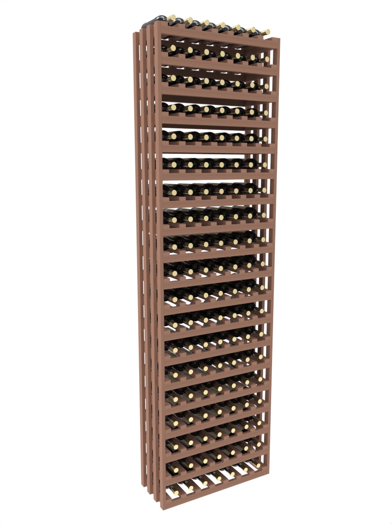 a row of wooden wine racks filled with bottles of wine a row of wooden wine racks filled with bottles of wine