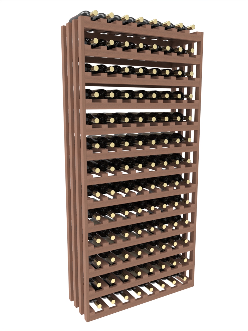 a row of wooden wine racks filled with bottles of wine a row of wooden wine racks filled with bottles of wine