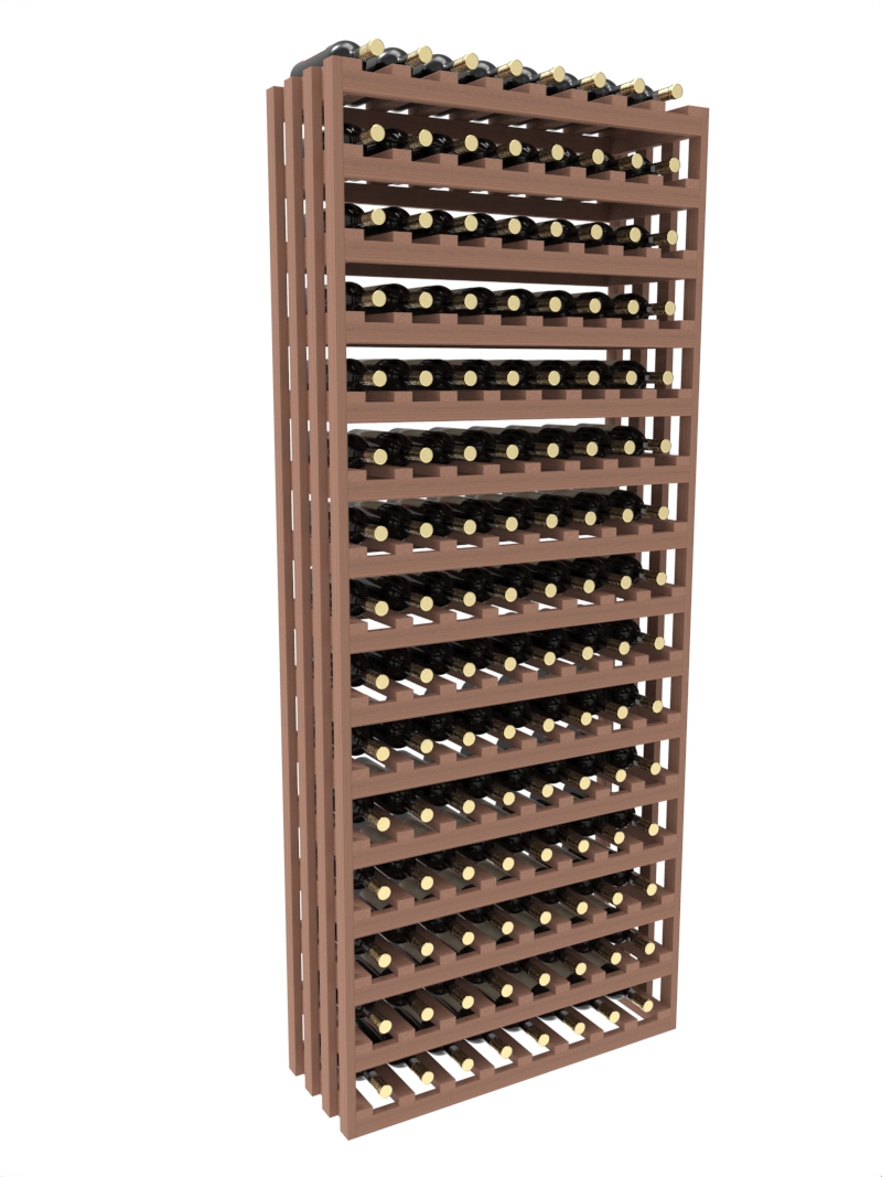 a row of wooden wine racks filled with bottles of wine a row of wooden wine racks filled with bottles of wine